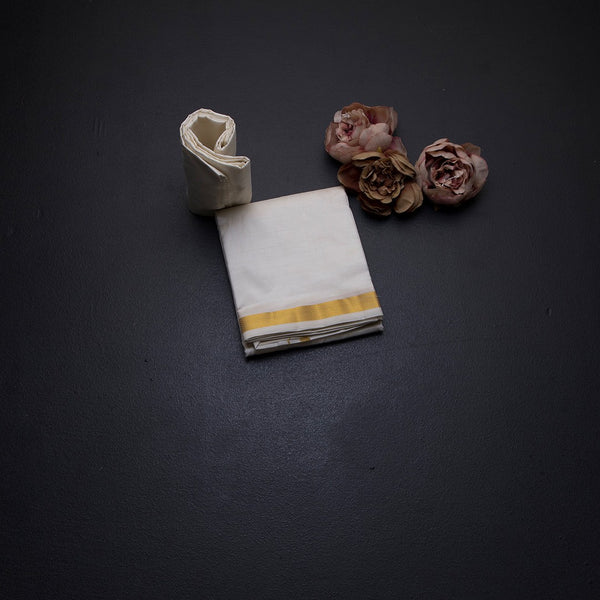 8 Mozham Cream Plain Silk Dhoti And Matching Shirt Material 02