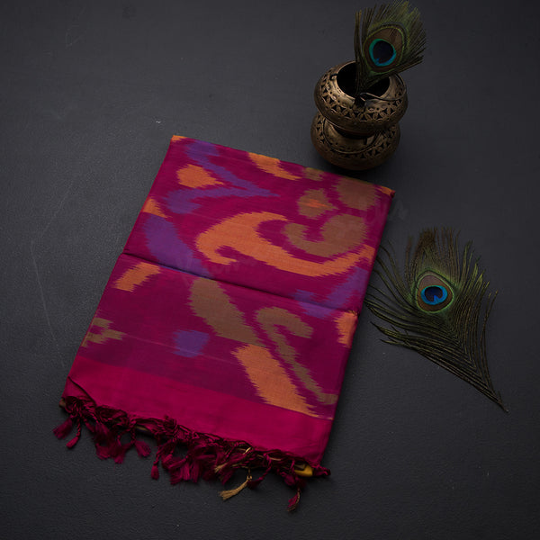 Blue Grey Shot Colour Saree With Pochampally Pallu - Kumaran Silks