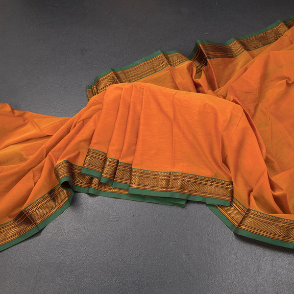 KSSRSSR42401-Dharwad-Cotton-Mango-Yellow-Plain-Saree-And-Zari-Border-main