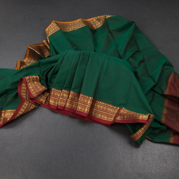 KSSRSSR42403-Dharwad-Cotton-Dark-Green-Plain-Saree-And-Zari-Border-main