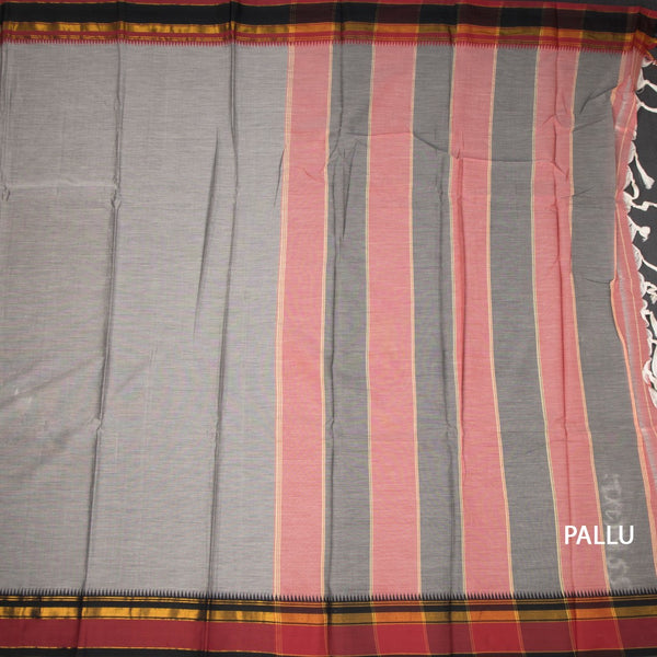 KSSRSSR42405-2-Dharwad-Cotton-Grey-Plain-Saree-And-Zari-Border-pallu