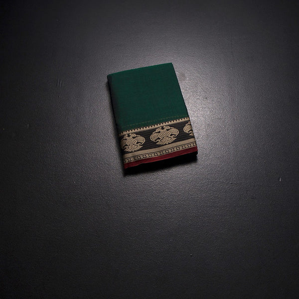 KSSRSSR42408-1-Dharwad-Cotton-Dark-Green-Plain-Saree-And-Thread-Border-fold