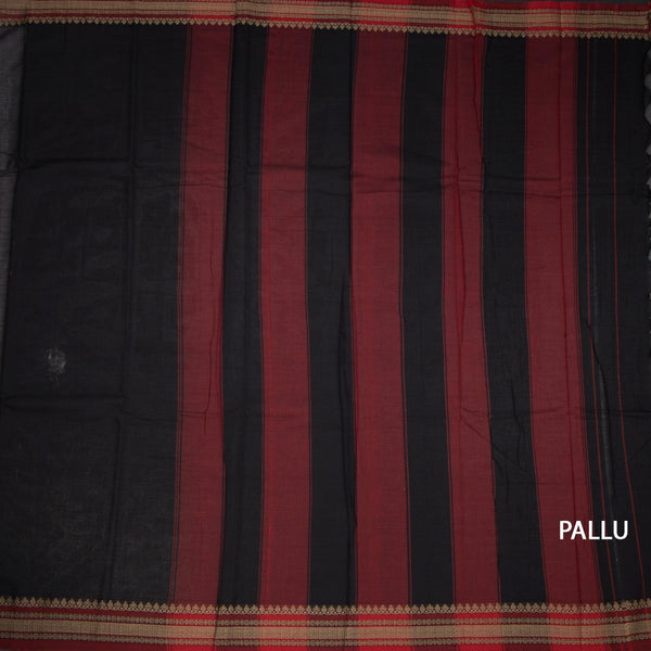 KSSRSSR42409-2-Dharwad-Cotton-Black-Plain-Saree-And-Thread-Border-pallu