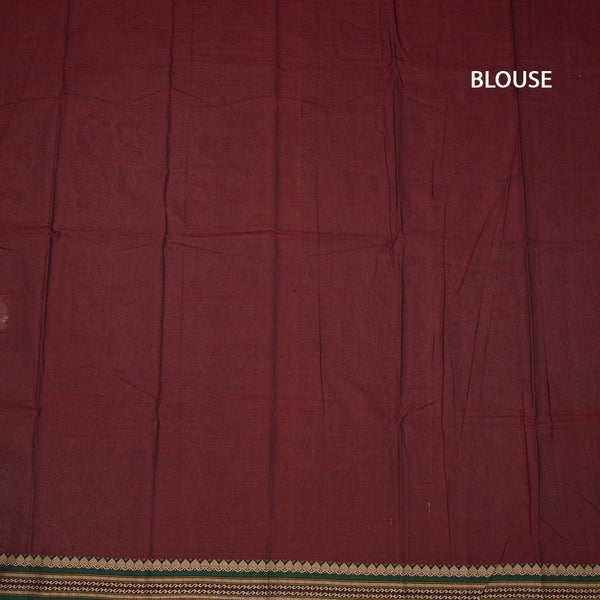 KSSRSSR42417-3-Dharwad-Cotton-Maroon-Plain-Saree-And-Thread-Border-blouse