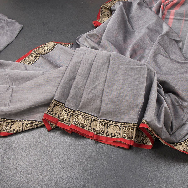 KSSRSSR42419-Dharwad-Cotton-Grey-Plain-Saree-And-Thread-Border-main