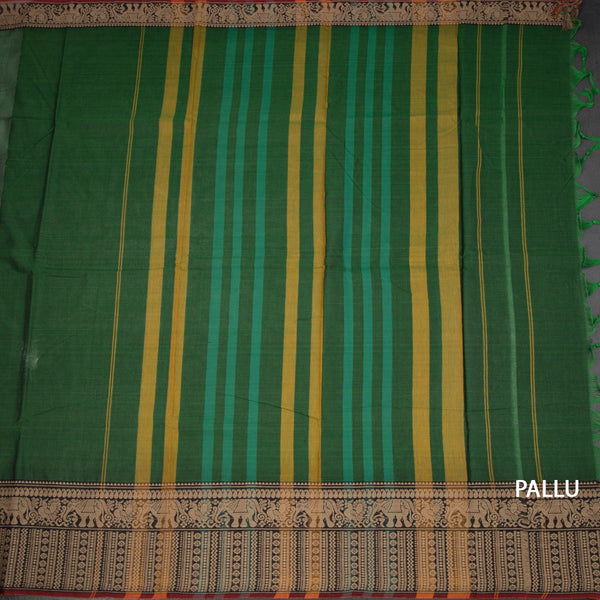 KSSRSSR42421-2-Dharwad-Cotton-Forest-Green-Plain-Saree-And-Thread-Border-03-pallu