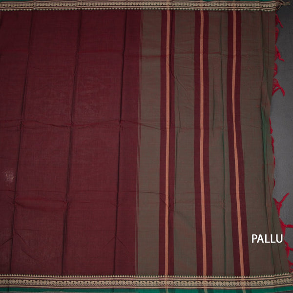 KSSRSSR42423-2-Dharwad-Cotton-Maroon-Plain-Saree-And-Thread-Border-02-pallu