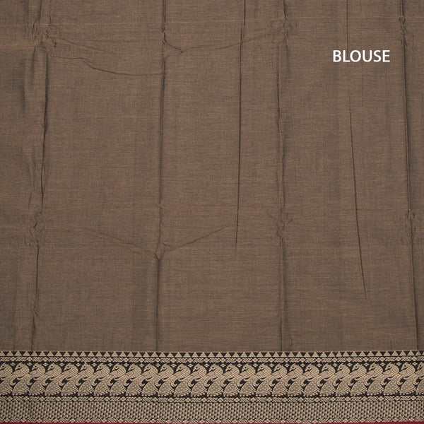 KSSRSSR42426-3-Dharwad-Cotton-Dark-Brown-Plain-Saree-And-Thread-Border-blouse