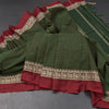 KSSRSSR42431-Dharwad-Cotton-Dark-Green-Checked-Saree-And-Thread-Border-main