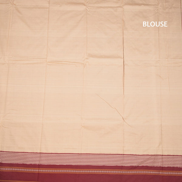 KSSRSSR42432-3-Dharwad-Cotton-Beige-Plain-Saree-And-Thread-Border-blouse