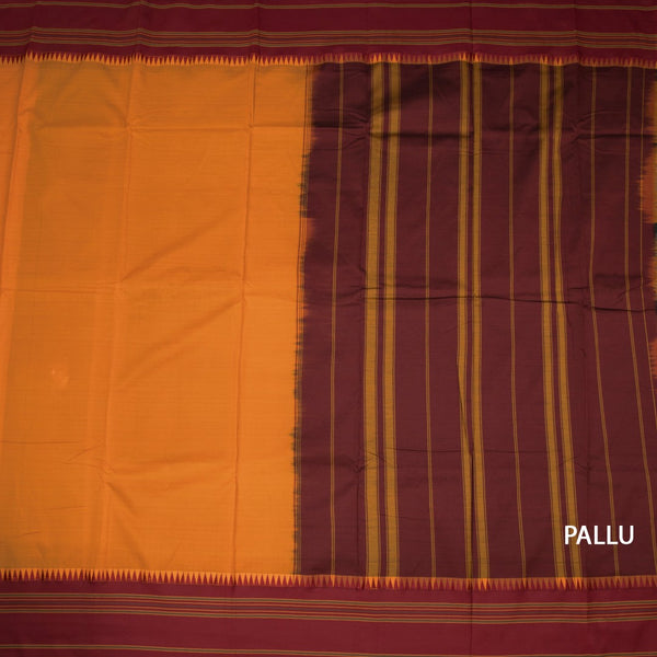 KSSRSSR42434-2-Dharwad-Cotton-Mango-Yellow-Plain-Saree-And-Temple-Border-pallu