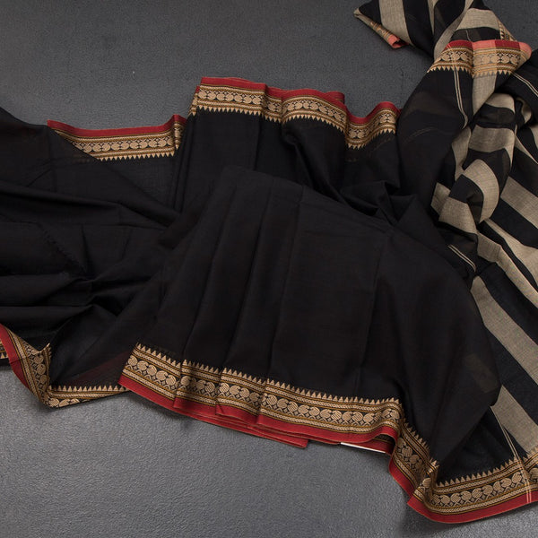 KSSRSSR42440-Dharwad-Cotton-Black-Plain-Saree-And-Thread-Border-03-main