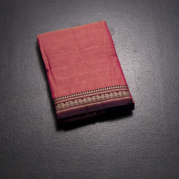 KSSRSSR42442-1-Dharwad-Cotton-Rose-Pink-Plain-Saree-And-Thread-Border-fold