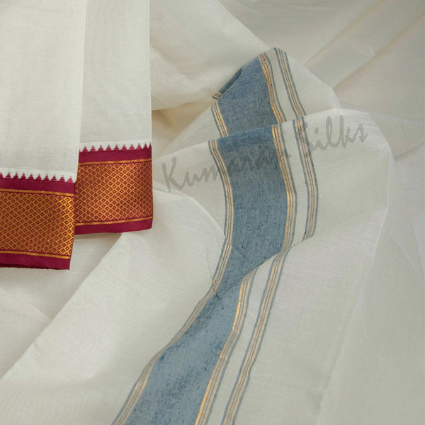 10 x 6 Unbleached Cotton Dhoti 02 - Kumaran Silks