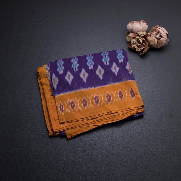 Pochampally Cotton Violet Saree Without Blouse