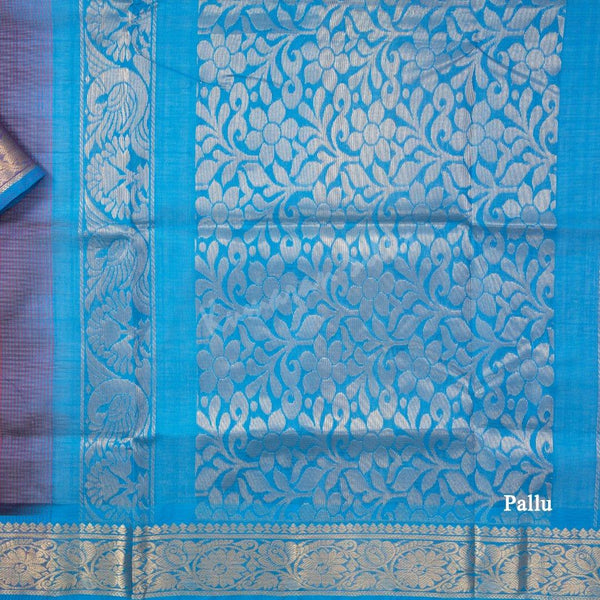 Amirthavarshini Silk Cotton Purple Saree With Chakra Buttas - Kumaran Silks