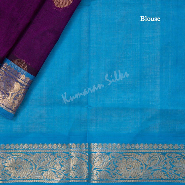 Amirthavarshini Silk Cotton Purple Saree With Chakra Buttas - Kumaran Silks