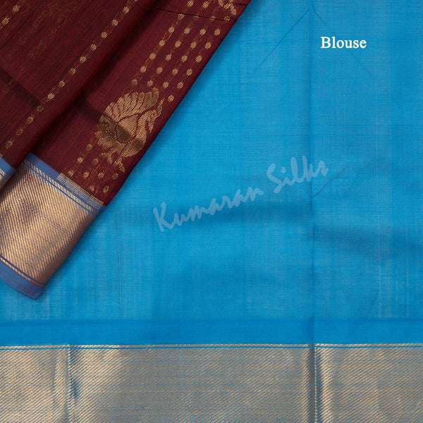 Amirthavarshini Silk Cotton Maroon Zari Worked Saree - Kumaran Silks