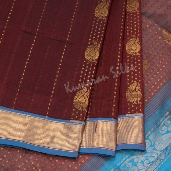 Amirthavarshini Silk Cotton Maroon Zari Worked Saree - Kumaran Silks