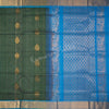 Amirthavarshini Silk Cotton Bottle Green Zari Worked Saree - Kumaran Silks