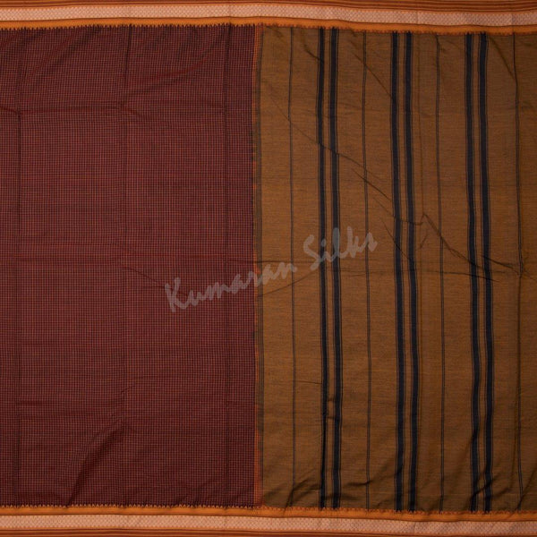 Dharwad Cotton Maroon Micro Checked Saree - Kumaran Silks