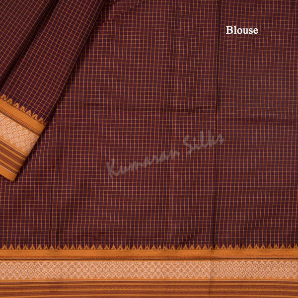 Dharwad Cotton Maroon Micro Checked Saree - Kumaran Silks