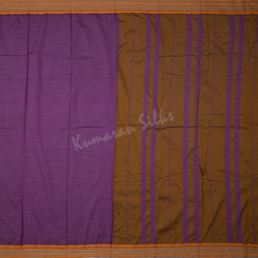 Dharwad Cotton Dark Violet Plain Saree