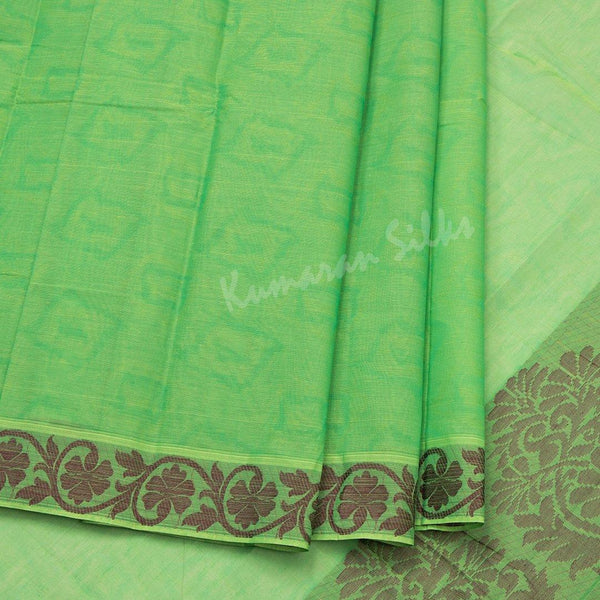 Negamam Cotton Light Green Embossed Saree - Kumaran Silks