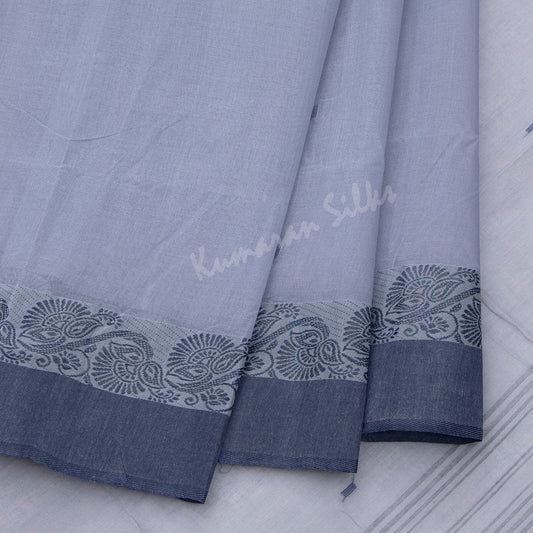 Bengali Cotton Grey Saree Without Blouse 06