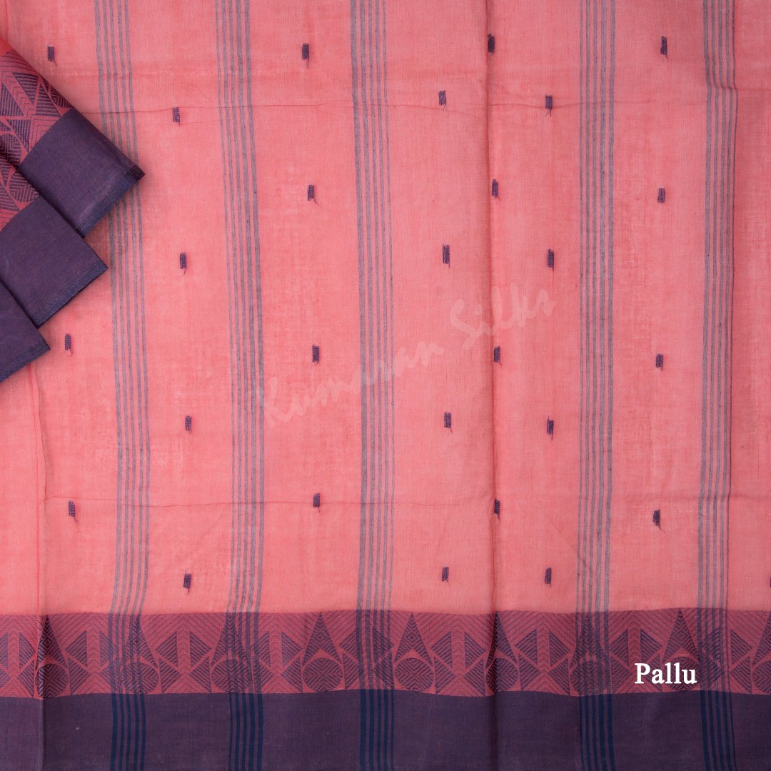 Bengali Cotton Fiery Rose Pink Saree Without Blouse
