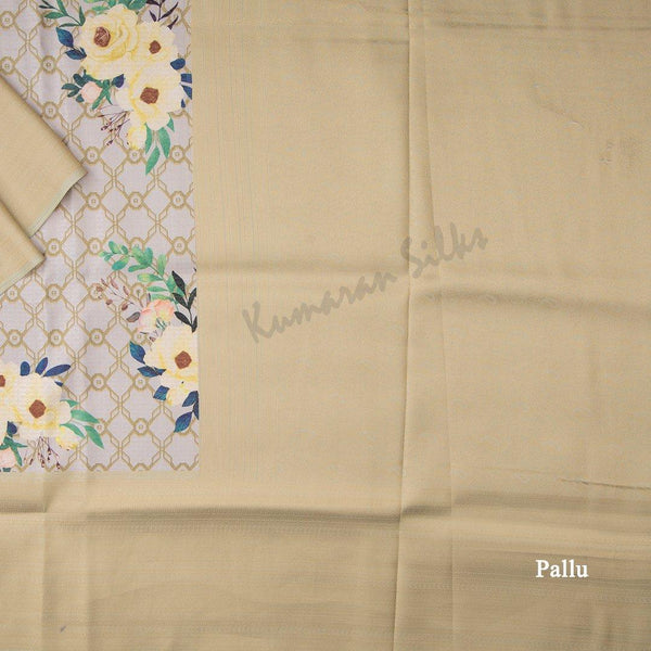 Semi Banaras Light Brown Floral Printed Saree - Kumaran Silks