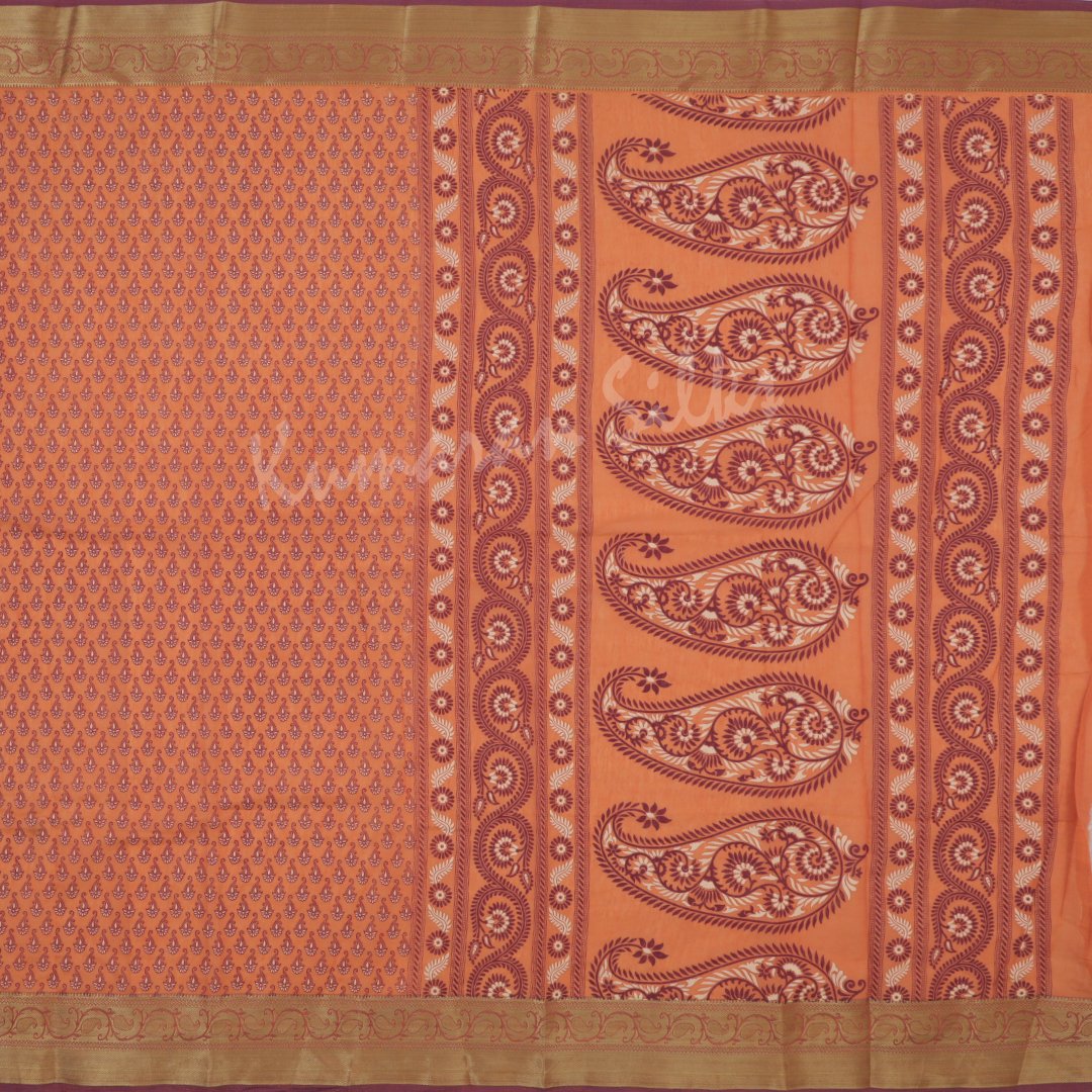 Chanderi Cotton Printed Peach Saree