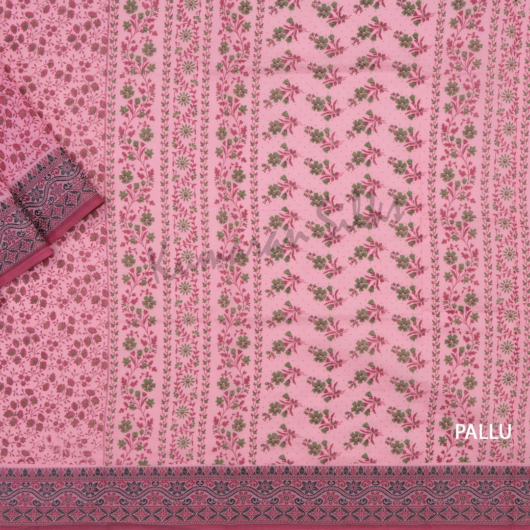 Chanderi Cotton Printed Taffy Pink Saree