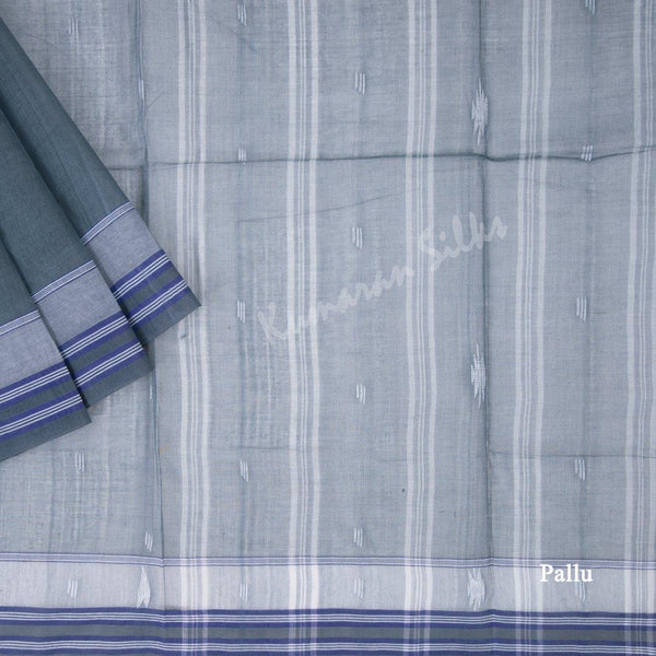 Bengali Cotton Dark Grey Saree Without Blouse 02 - Kumaran Silks