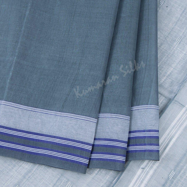 Bengali Cotton Dark Grey Saree Without Blouse 02 - Kumaran Silks