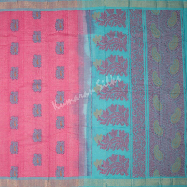 Kanchi Cotton Hot Pink Thread Worked Saree - Kumaran Silks
