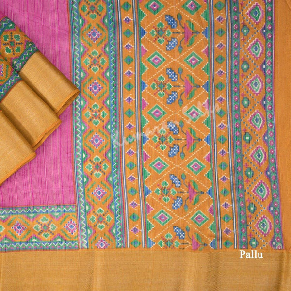 Semi Linen Hot Pink Printed Saree - Kumaran Silks