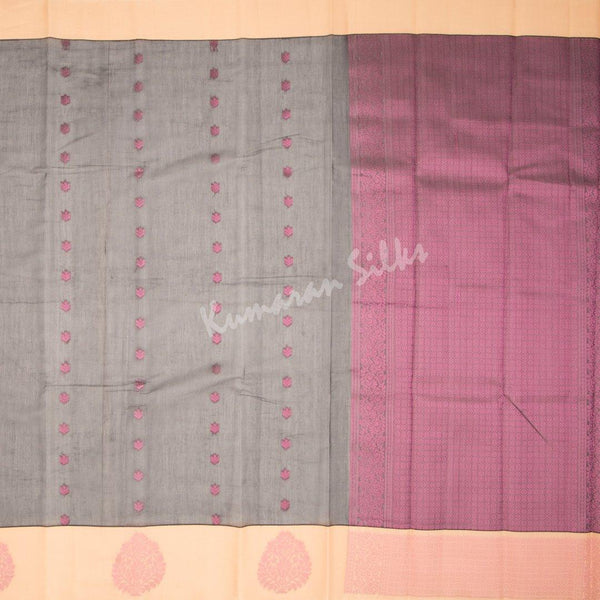 Silk Cotton Black Zari Worked Saree With Contrast Border - Kumaran Silks