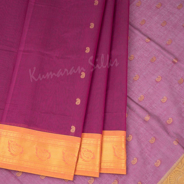 Venkatagiri Handloom Cotton Dark Pink Saree Without Blouse 03 - Kumaran Silks