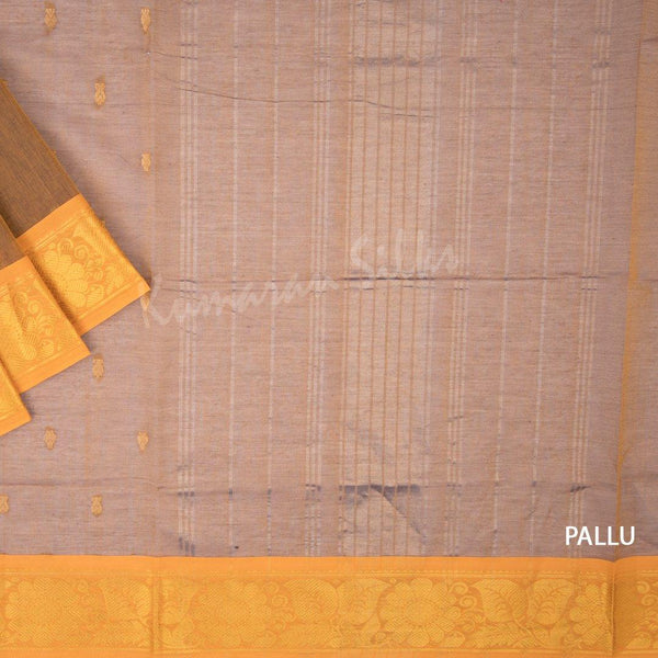 Venkatagiri Handloom Cotton Golden Brown Saree Without Blouse - Kumaran Silks