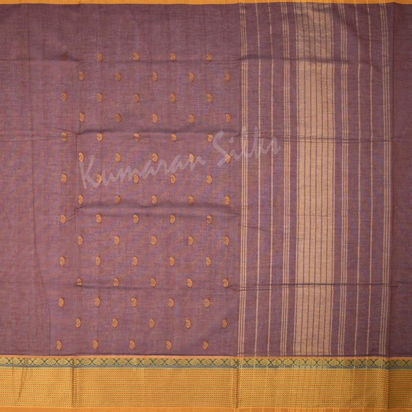 Venkatagiri Handloom Cotton Dark Brown Saree Without Blouse 03 - Kumaran Silks