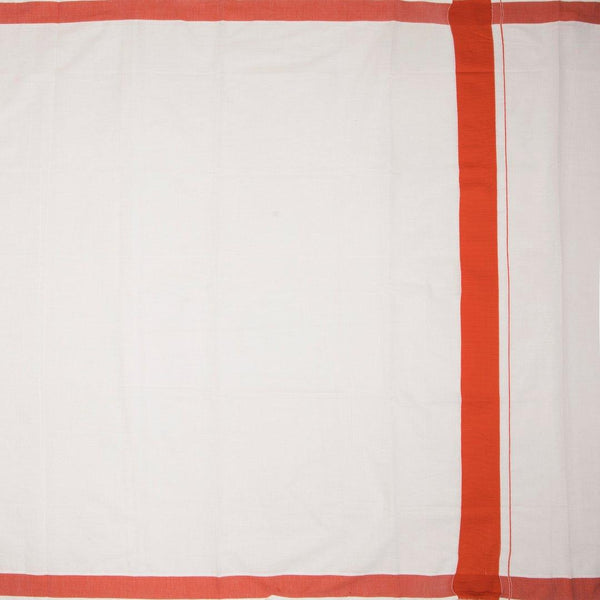 Kerala Cotton Cream Plain Saree With Orange Border - Kumaran Silks