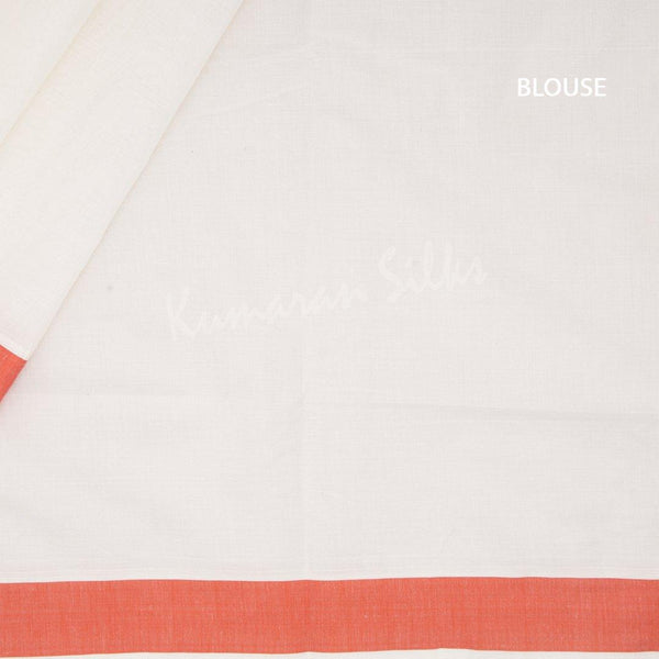 Kerala Cotton Cream Plain Saree With Orange Border - Kumaran Silks