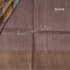 Pure Tussar Dark Brown Mango Printed Saree - Kumaran Silks