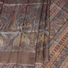 Pure Tussar Dark Brown Mango Printed Saree - Kumaran Silks