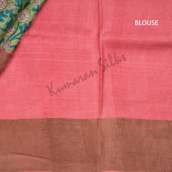 Pure Tussar Green Floral Printed Saree 03 - Kumaran Silks