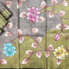 Pure Tussar Grey Saree With Floral Border 02 - Kumaran Silks