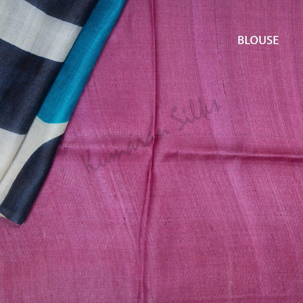 Pure Tussar Cream Geometric Printed Saree - Kumaran Silks
