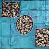 Pure Tussar Sky Blue Birds And Floral Printed Saree - Kumaran Silks