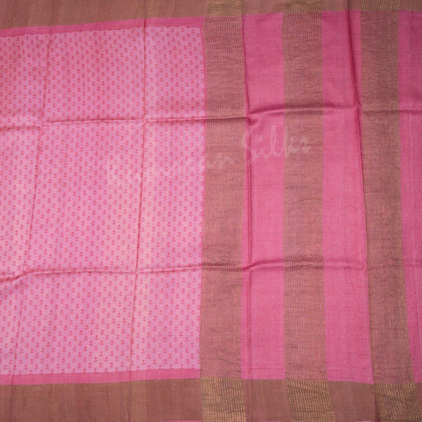 Pure Tussar Pink Floral Printed Saree - Kumaran Silks